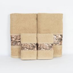Myntra Elegant Homes Beige & Brown 4 Piece Printed Cotton 450 GSM Towel Set-picture-50