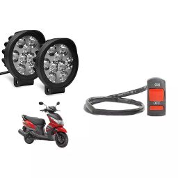 Cartronics 9 Round Cap LED Fog Light With On/Off Switch for Yamaha Ray Z (Set of 2 Pcs)-27