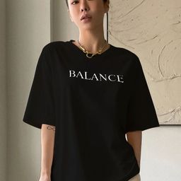 Calm Down Women Typography Printed Round Neck Cotton Oversized T-shirt-picture-34