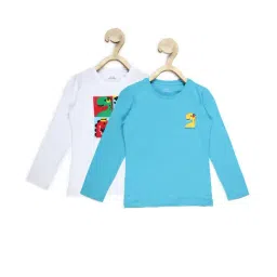 Peter England Kids Blue & White Printed Full Sleeves T-Shirt (Pack Of 2)-picture-21