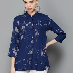Melange by Lifestyle Navy Printed Shirt-picture-5