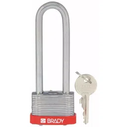 BRADY Steel 6.35 mm (1/4 inch) Keyed Padlock, 39N345 (Red)-14
