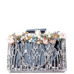 NR by Nidhi Rathi Silver Embellished Clutch-27