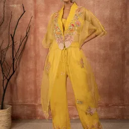 Shreeka Embroidered Crop Top & Cape With Trousers Co-Ords-picture-20