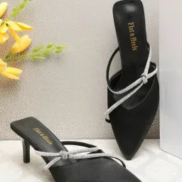 Flat N Heels Women's Black Mule Stilettos-image-53