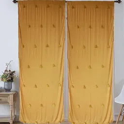 Dekor World Multicoloured Set of 2 Embellished Sheer Window Curtain-6