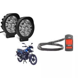 Cartronics 9 Round Cap LED Fog Light With On/Off Switch for Bajaj Discover 150 (Set of 2 Pcs)-29