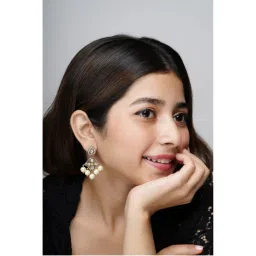 AARSEE OFFICIAL 22KT Gold Plated Radiant Royale Off White Earrings-picture-4
