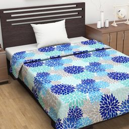 Divine Casa 100% Cotton Single Bed AC Dohar Floral Print - Navy Blue-picture-20