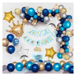 Bubble Trouble  Blue Happy Birthday Decoration Combo - 59 Pieces-image-35