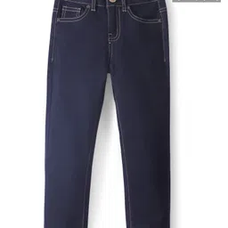 Pine Kids Denim Woven Full Length Washed Jeans Solid Colour - Dark Blue-picture-6