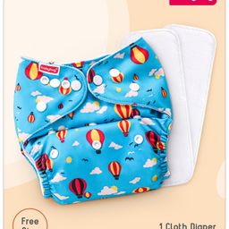 Babyhug Free Size Reusable Cloth Diaper with 2 Smart Dry Inserts Combo Hot Air Balloon Print- Sky Blue-20