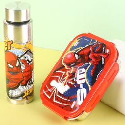 Spider Man Zenith Combo Steel Lunch Box & Slim Steel Water Bottle 350 ml - Red-image-42