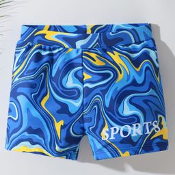 Pine Kids Swimming Trunks Marble Print - Blue-image-32