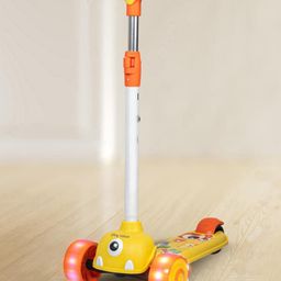 Play Nation Foldable  Kick Scooter with LED Wheels Wide Standing Deck & 3-Level Adjustable Handlebar - Yellow-19
