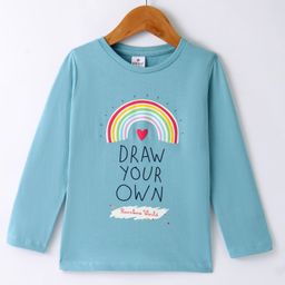 Ollypop Sinker Knit Full Sleeves T-Shirt With Text Print - Blue-picture-18