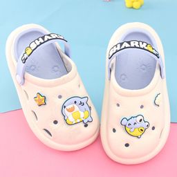 Oh! Pair Back Strap Closure Clogs With Shark Applique - Blue-picture-3