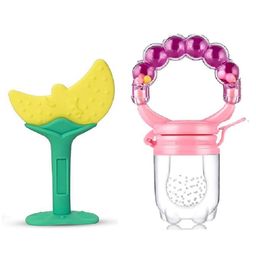 Enorme Silicone Moon Shape Yellow Teething Soft Teether and Ring Style Food Fruit Feeder Nibbler Pacifier for Babies-15
