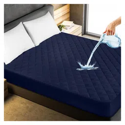 GADDA CO Waterproof Cotton-Feel Quilted Mattress Protector Queen Size, Hypoallergenic, Noiseless, Ultra-Soft Fitted Bed Protector, 78x60 Inches , Dark Blue-picture-2