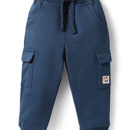 Babyhug Cotton Looper Knit Full Length Lounge Pant With Patch Detailing - Navy Blue-picture-5