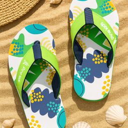 Pine Kids Slip On Flip Flops with Abstract Print - Yellow & Green-picture-40