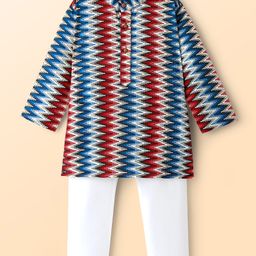 Ridokidz Full Sleeves Chervon Printed Kurta Pyjama - Multi Colour-image-90