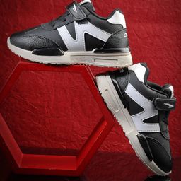 asian Colour Blocked Velcro Closure Sneakers - Black & White-image-70