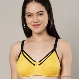 Mine4Nine Knit Solid Maternity Non Padded Bra With Nursing Access - Yellow-picture-31