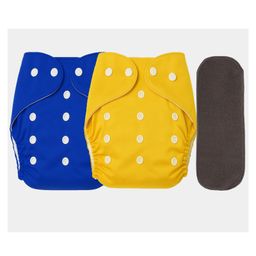 Sparkle Joy Free Size Reusable Cloth Diaper With Insert Pad 2 Pcs Diaper With 1 Pcs Insert Pad - Blue & Yellow-94