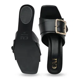 CAI Embellished PU Block Peep Toes with Buckles image 4