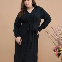 KIBO CURVE Women Crepe Shirt Midi Dress-picture-14