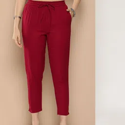 AMUKTI Women Solid Pleated Cigarette Trousers-image-75