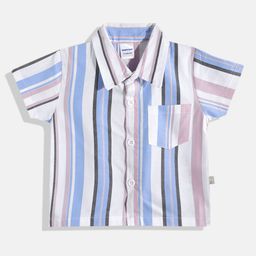 Moms Love Infant Boys Multi Vertical Stripes Pure Cotton Shirt-image-95