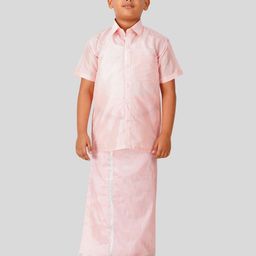 THANGAMAGAN Boys Short Sleeves Shirt With Dhoti-image-95