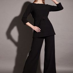 SRUTVA FASHION Boat Neck Belted Top & Trousers Co-Ord Set-image-92
