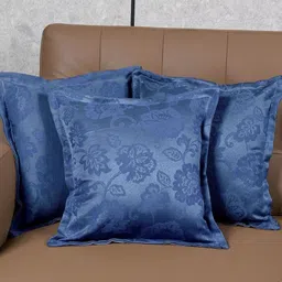 Saral Home Blue Set of 3 Floral Square Cushion Covers-5