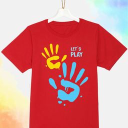 YK Kids Red Typography Printed T-shirt-image-5