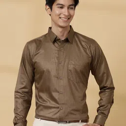 Majestic Man Men Modern Spread Collar Solid Poly Silk Slim Fit Formal Shirt-image-71
