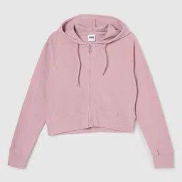 max Girls Cotton Solid Hooded Long Sleeves Front-Open Sweatshirt-image-90