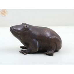 Exotic India Brown Frog Brass Figurine Showpiece-picture-30