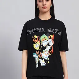 GRIFFEL Women Printed Drop-Shoulder Sleeves Ultralite T-shirt-image-65