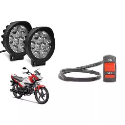 Cartronics 9 Round Cap LED Fog Light With On/Off Switch for Hero Super Splendor I Smart (Set of 2 Pcs)-46