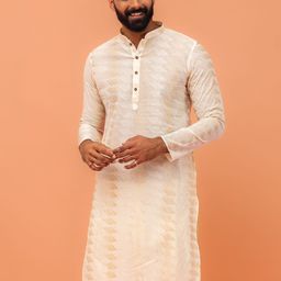 KISAH Men Embroidered Thread Work Kurta-image-48