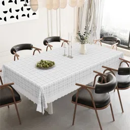DREAM WEAVERZ White Geometric Printed Waterproof 6-Seater Table Cover with Embellished details-image-64