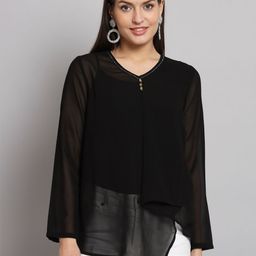 Poshak Hub Flared Sleeve Georgette Top-image-37