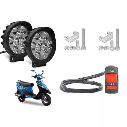 Cartronics 9 Round Cap LED Fog Light With On/Off Switch for TVS Scooty PEP Plus(Set of 2 Pcs)-32