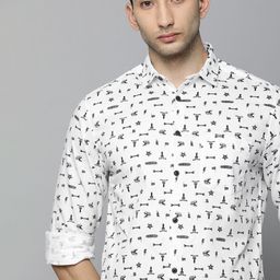 The Indian Garage Co Men White & Black Slim Fit Printed Casual Shirt-image-101