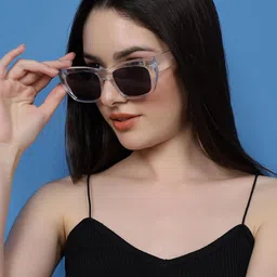 EYENAKS Unisex Square Sunglasses with UV Protected Lens 2309_CLEAR image 3