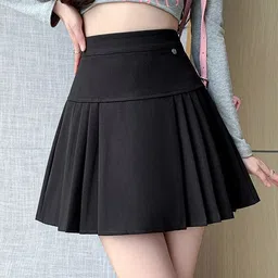 LULU & SKY Women Flared Pleated Mini Skirt-image-72