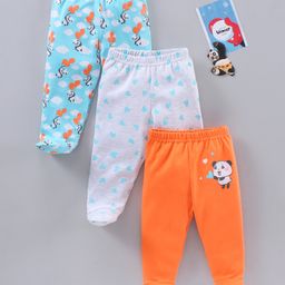 Babyhug Cotton Knit Full Length Panda and Heart Print Bootie Leggings - Multicolour-image-51